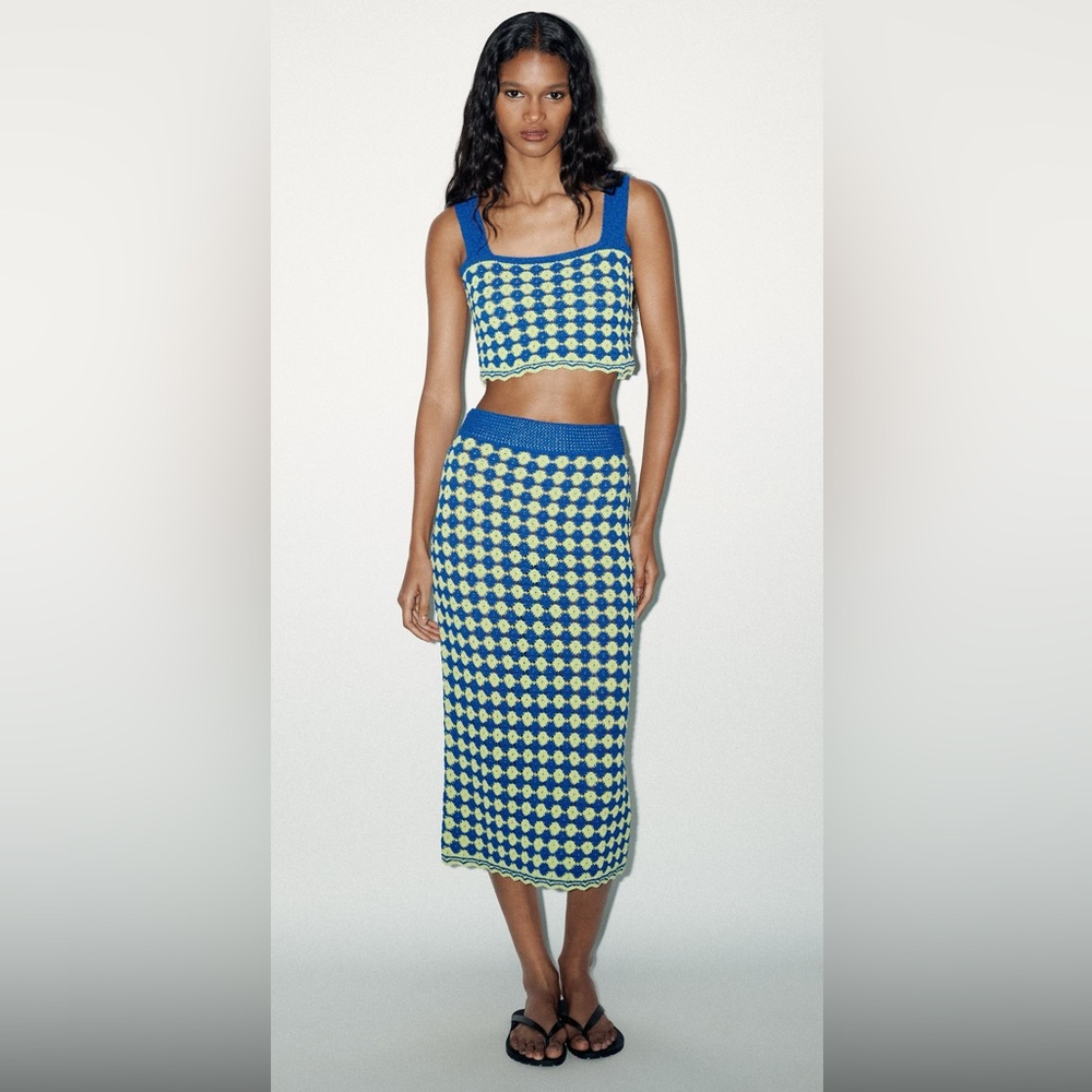 ZARA Structured Knit crop Top Set